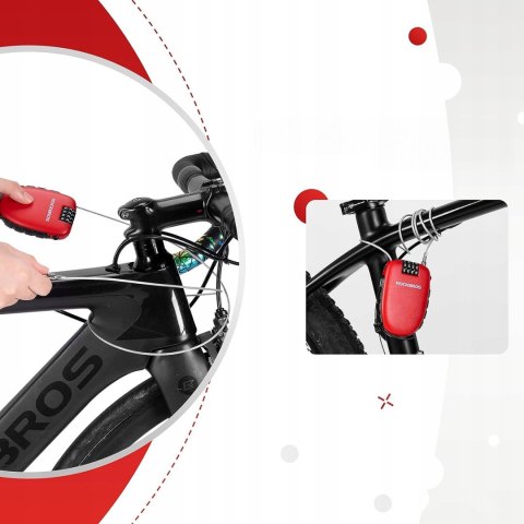 Zapięcie blokada rowerowe z linką zwijaną i zamkiem szyfrowym - czerwone Zapięcie blokada rowerowe z linką zwijaną i zamkiem szyfrowym - czerwone