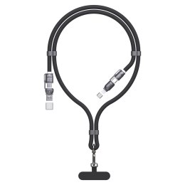 4w1 Kabel przewód smycz USB-A / USB-C / iPhone Lightning PD QC 65W 1.5m - czarny