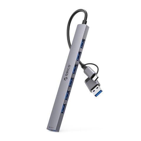 Hub YSA2-U3 stacja dokująca USB-A / USB-C na 7x USB-A - szary