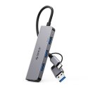 Hub YSA5-U3 stacja dokująca USB-A / USB-C na 4x USB-A - szary