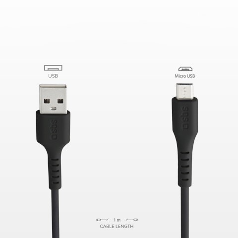 Kabel przewód USB-A - Micro-USB 1m - czarny Kabel przewód USB-A - Micro-USB 1m - czarny