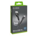Kabel przewód USB-A - Micro-USB 2m - czarny Kabel przewód USB-A - Micro-USB 2m - czarny