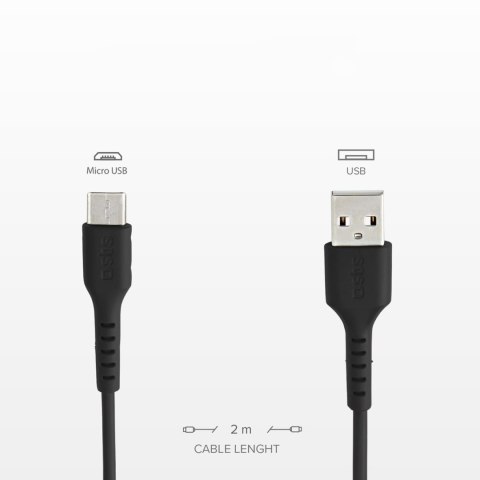 Kabel przewód USB-A - Micro-USB 2m - czarny Kabel przewód USB-A - Micro-USB 2m - czarny