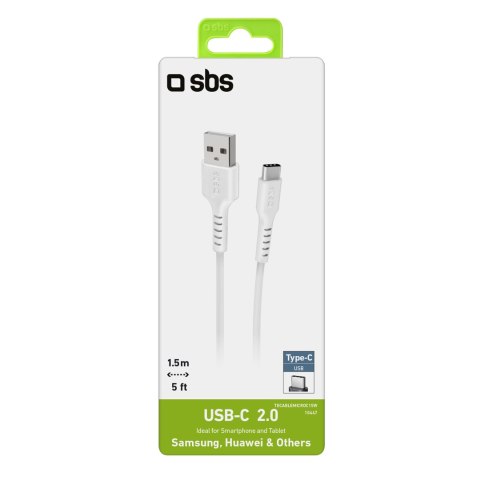 Kabel przewód USB-A - USB-C 1.5m - biały Kabel przewód USB-A - USB-C 1.5m - biały