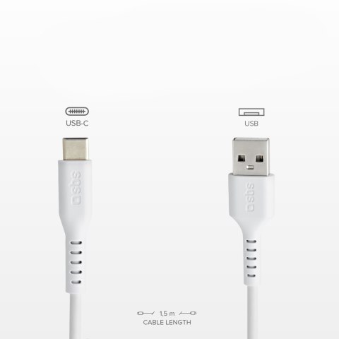 Kabel przewód USB-A - USB-C 1.5m - biały Kabel przewód USB-A - USB-C 1.5m - biały