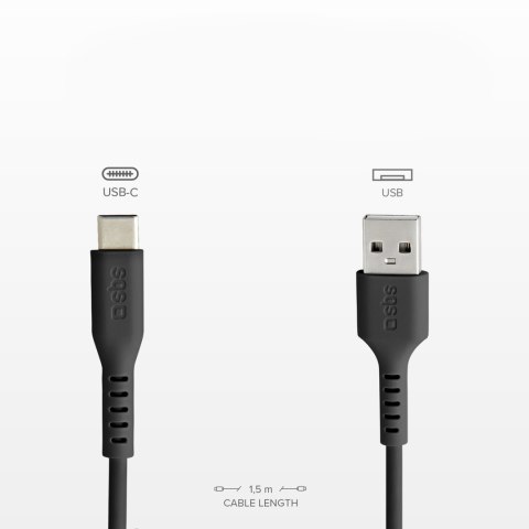 Kabel przewód USB-A - USB-C 1.5m - czarny Kabel przewód USB-A - USB-C 1.5m - czarny