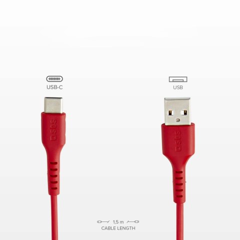 Kabel przewód USB-A - USB-C 1.5m - czerwony Kabel przewód USB-A - USB-C 1.5m - czerwony