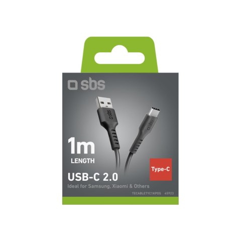Kabel przewód USB-A - USB-C 1m - czarny Kabel przewód USB-A - USB-C 1m - czarny