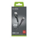 Kabel przewód USB-A - USB-C 2 m - czarny Kabel przewód USB-A - USB-C 2 m - czarny
