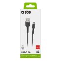 Kabel przewód USB-A - USB-C 3m - czarny Kabel przewód USB-A - USB-C 3m - czarny