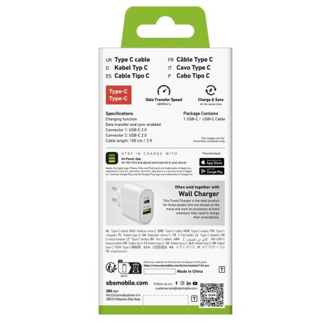 Kabel przewód USB-C PD 25W 1 m - biały Kabel przewód USB-C PD 25W 1 m - biały