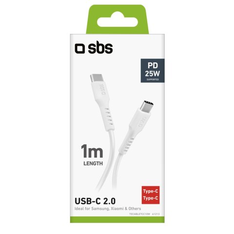 Kabel przewód USB-C PD 25W 1 m - biały Kabel przewód USB-C PD 25W 1 m - biały