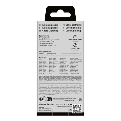 Kabel przewód USB-C - iPhone Lightning 1m - czarny Kabel przewód USB-C - iPhone Lightning 1m - czarny