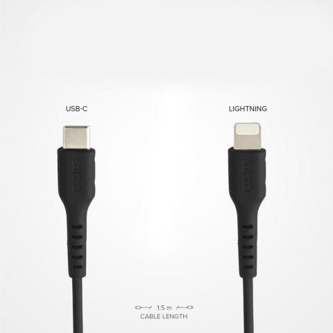 Kabel przewód USB-C - iPhone Lightning 1m - czarny Kabel przewód USB-C - iPhone Lightning 1m - czarny