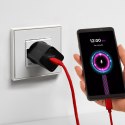 Kabel przewód w oplocie USB-C 60 W 1.5m - czerwony