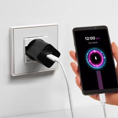 Kabel przewód w oplocie USB-C 60W 1.5m - szary