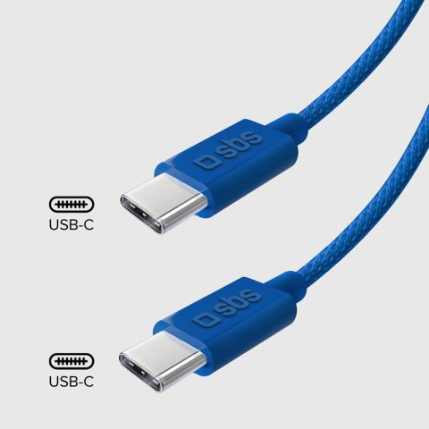 Kabel przewód w oplocie USB-C - USB-C 60W 1.5m - niebieski Kabel przewód w oplocie USB-C - USB-C 60W 1.5m - niebieski