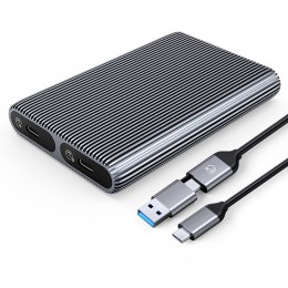 Kieszeń obudowa AM2C3-2SN na dwa dyski M.2 SATA+NVME USB-C 10Gb/s - szara