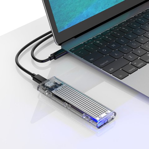 Kieszeń obudowa na dysk TCM2-C3 M.2 NVME na USB-C 10Gb/s - szaro-przezroczysta Kieszeń obudowa na dysk TCM2-C3 M.2 NVME na USB-C 10Gb/s - szaro-przezroczysta