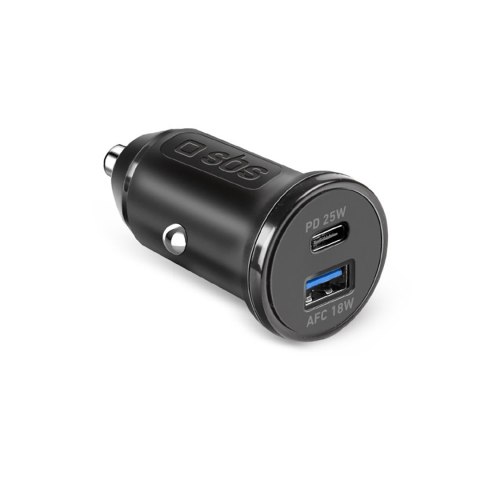 Ładowarka samochodowa Power Delivery USB-A USB-C 25W - czarna Ładowarka samochodowa Power Delivery USB-A USB-C 25W - czarna