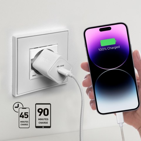 Ładowarka sieciowa GaN z Power Delivery 20W - biała