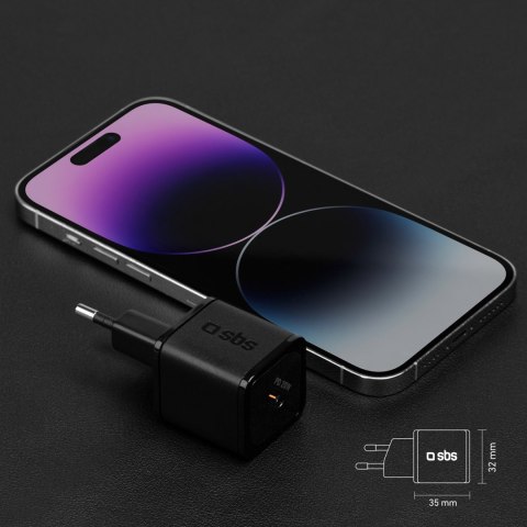 Ładowarka sieciowa Power Delivery GaN USB-C 20W - czarna Ładowarka sieciowa Power Delivery GaN USB-C 20W - czarna