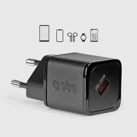 Ładowarka sieciowa Power Delivery GaN USB-C 20W - czarna Ładowarka sieciowa Power Delivery GaN USB-C 20W - czarna