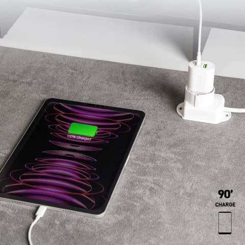 Ładowarka sieciowa Power Delivery USB-A USB-C 20W - biała Ładowarka sieciowa Power Delivery USB-A USB-C 20W - biała