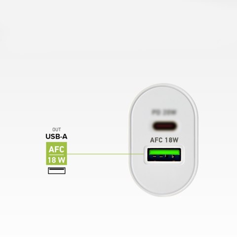 Ładowarka sieciowa Power Delivery USB-A USB-C 20W - biała Ładowarka sieciowa Power Delivery USB-A USB-C 20W - biała