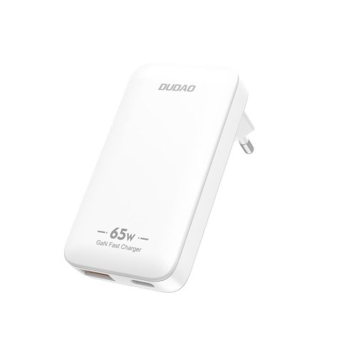 Ładowarka sieciowa podróżna ultracienka GaN 65W USB-A USB-C PD EU / US - biała Ładowarka sieciowa podróżna ultracienka GaN 65W USB-A USB-C PD EU / US - biała