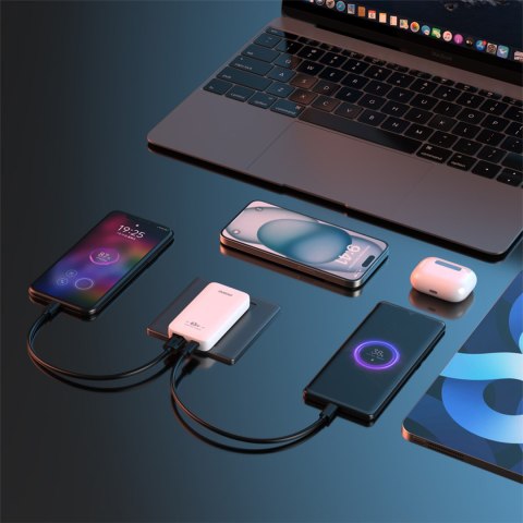 Ładowarka sieciowa podróżna ultracienka GaN 65W USB-A USB-C PD EU / US - biała Ładowarka sieciowa podróżna ultracienka GaN 65W USB-A USB-C PD EU / US - biała