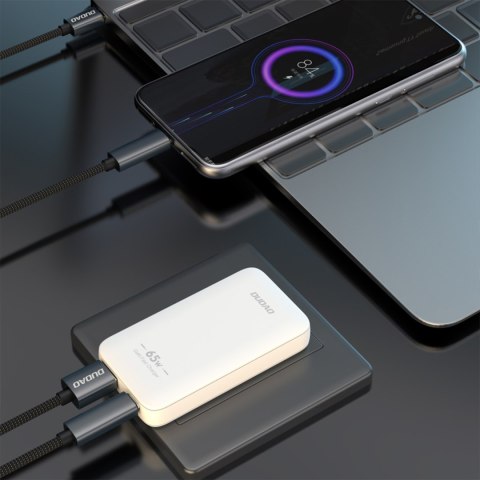 Ładowarka sieciowa podróżna ultracienka GaN 65W USB-A USB-C PD EU / US - biała Ładowarka sieciowa podróżna ultracienka GaN 65W USB-A USB-C PD EU / US - biała