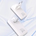Ładowarka sieciowa podróżna ultracienka GaN 65W USB-A USB-C PD EU / US - biała Ładowarka sieciowa podróżna ultracienka GaN 65W USB-A USB-C PD EU / US - biała
