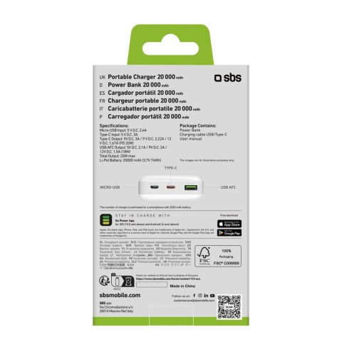 Powerbank 20000 mAh PD MicroUSB USB-C USB-A 20W - biały Powerbank 20000 mAh PD MicroUSB USB-C USB-A 20W - biały