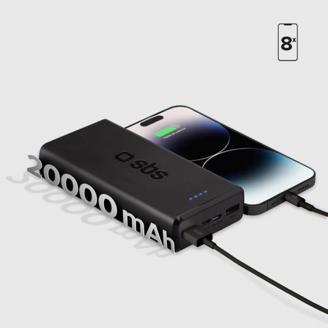 Powerbank 20000 mAh USB-A USB-C - czarny Powerbank 20000 mAh USB-A USB-C - czarny