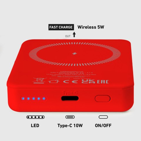 Powerbank 5000 mAh MagSafe - czerwony Powerbank 5000 mAh MagSafe - czerwony