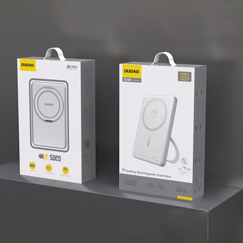 Powerbank z MagSafe i podstawką 20W PD 5000mAh - srebrny Powerbank z MagSafe i podstawką 20W PD 5000mAh - srebrny