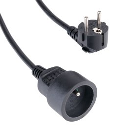 Przedłużacz elektryczny z uziemieniem 1 gniazdo 2m - czarny