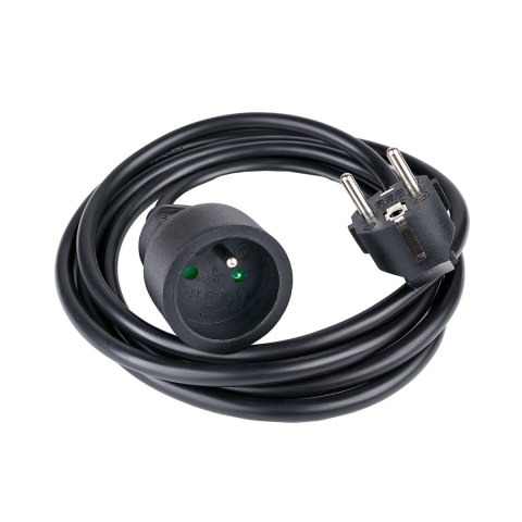 Przedłużacz elektryczny z uziemieniem 1 gniazdo 2m - czarny Przedłużacz elektryczny z uziemieniem 1 gniazdo 2m - czarny