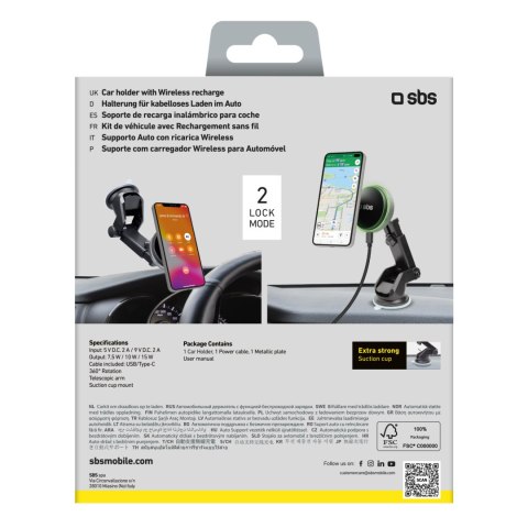 Uchwyt na smartfona teleskopowy z ładowarką bezprzewodową MagSafe na szybę i deskę - czarny