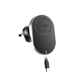 Uchwyt na smartfona z ładowarką bezprzewodową zwijanym kablem MagSafe - czarny