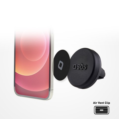 Uchwyt samochodowy magnetyczny do smartfona śr. 40 mm na kratkę nawiewu - czarny Uchwyt samochodowy magnetyczny do smartfona śr. 40 mm na kratkę nawiewu - czarny