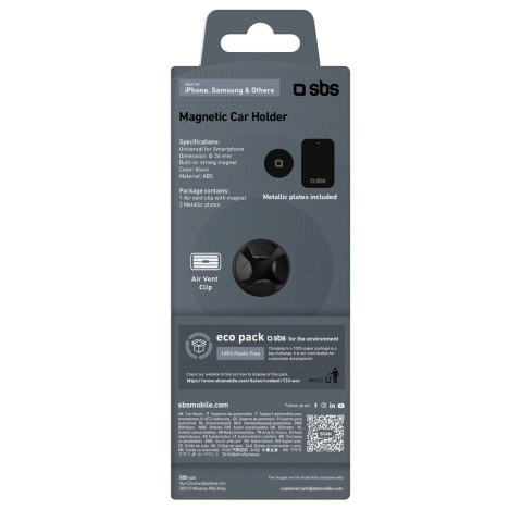 Uchwyt samochodowy magnetyczny na smartfona śr. 36 mm na kratkę nawiewu - czarny Uchwyt samochodowy magnetyczny na smartfona śr. 36 mm na kratkę nawiewu - czarny