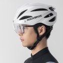 Kask rowerowy z szybką odpinanymi okularami z filtrem UV unisex - biały mat