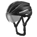 Kask rowerowy z szybką odpinanymi okularami z filtrem UV unisex - czarno brązowy