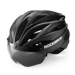 Kask rowerowy z szybką odpinanymi okularami z filtrem UV unisex - czarny