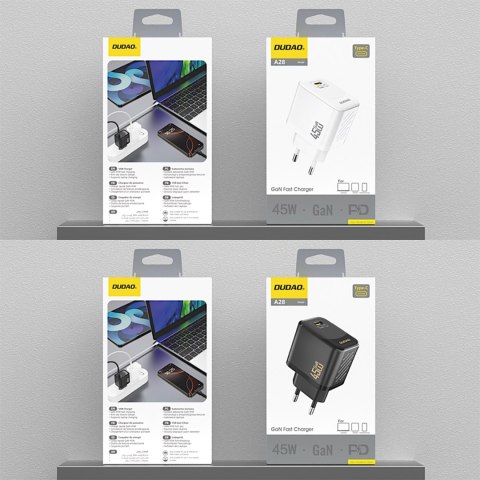 Ładowarka sieciowa A28 GaN USB-C 45W - czarna Ładowarka sieciowa A28 GaN USB-C 45W - czarna