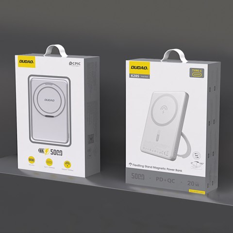 Powerbank K28 10000mAh z MagSafe z metalową obudową i podstawką PD 22.5W - srebrny Powerbank K28 10000mAh z MagSafe z metalową obudową i podstawką PD 22.5W - srebrny