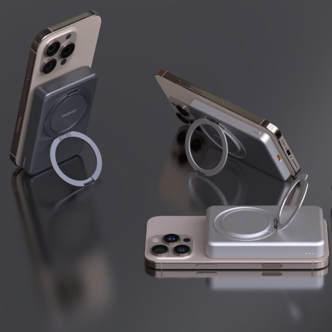 Powerbank K28 10000mAh z MagSafe z metalową obudową i podstawką PD 22.5W - srebrny Powerbank K28 10000mAh z MagSafe z metalową obudową i podstawką PD 22.5W - srebrny