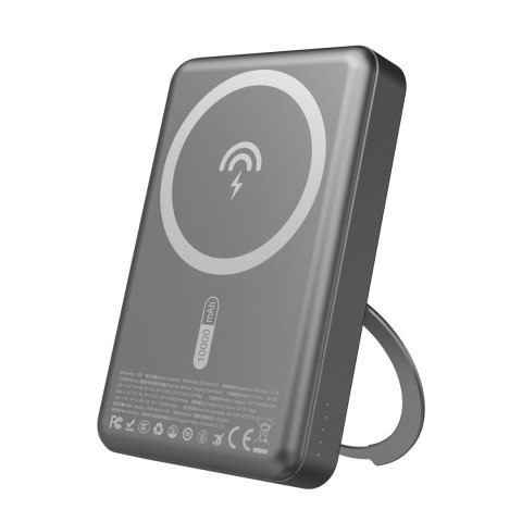 Powerbank K28 10000mAh z MagSafe z metalową obudową i podstawką PD 22.5W - szary